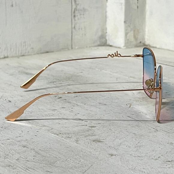 Dior Gold Metal Frame Ombre Pink/Blue Lens Butterfly Sunglasses - Picture 3 of 4